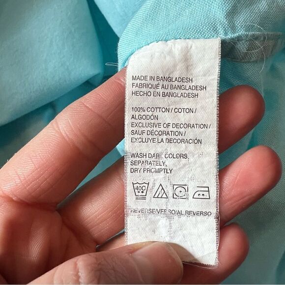 Izod saltwater light blue button down shirt. - Picture 4 of 11